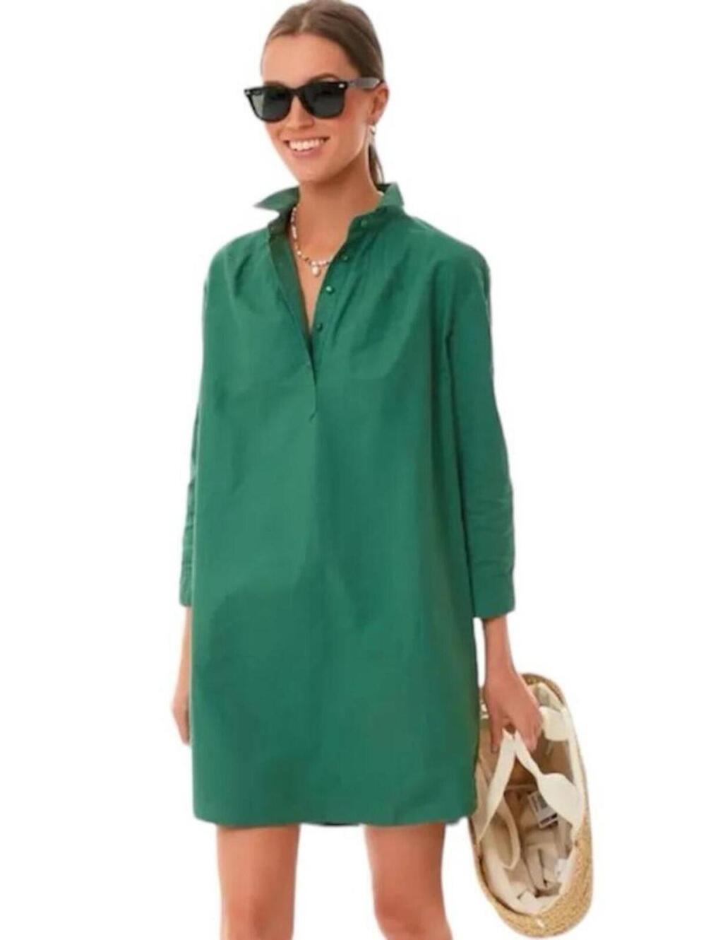 Pomander Place XXXL $148 100% Cotton Sage Green Preppy Collared Shift Dress